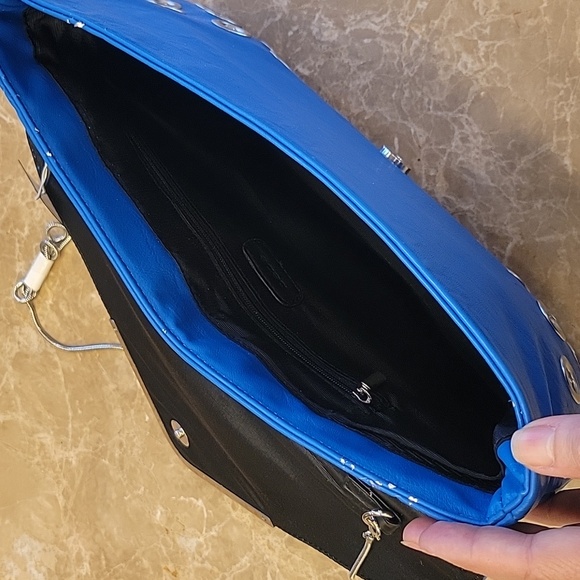 Bebe Cobalt Blue/Silver Rhinestoned Crossbody/Clutch - Picture 11 of 16